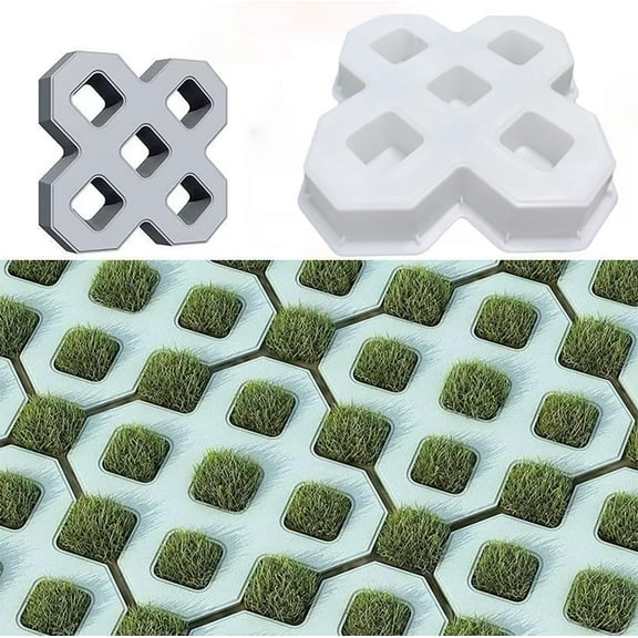 ABPETE Grass Planting Cement Mold, Parking Lot Cement Mold, Park Lawn Cement Mold for Garden Handicraft Enthusiasts (Double 8)