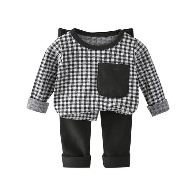 Ensemble de Table Ronde, Tenue d'Intérieur Deux Pièces en Molleton Chaud pour Enfants