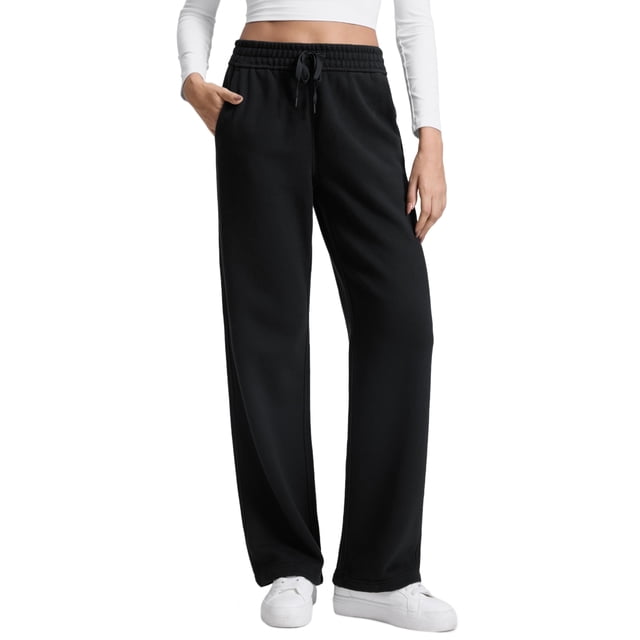 Pantalones de Buzo CRZ YOGA para Mujer con Forro de Polar 30" Negro Talla L