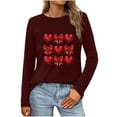 thumbnail image 2 of NuoCaiYun Valentine'S Day Tshirts Tops Women'S Fashion Print Round-Neck Long Sleeve Casual Regular Comfy Blouse, 2 of 6