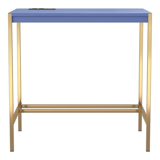 Pemberly Row Contemporary Wood Writing Desk with USB Port in Blue