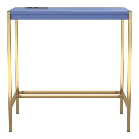 Furniture of America Grae Wood Writing Desk with USB Port in Blue