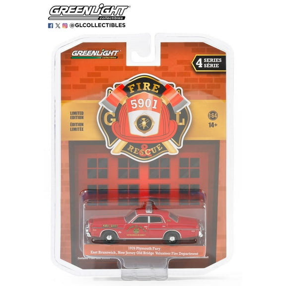 Greenlight 1:64 Fire Rescue 5901 1976 Plymouth Fury E Brunswick Nj