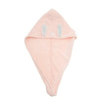 Unique Bargains 1 Pc Water-absorbent Cartoon Rabbit Ears Hair Towel for Bathroom Pink Coral Fleece