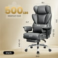 thumbnail image 3 of COOLHUT Large Executive PU Leather Office Chair with Adjustable Armrests and Footrest, High Back and Lumbar Support, Ideal for Big and Tall Users, Perfect for Home Office or Computer Desk Use, Gray, 3 of 9