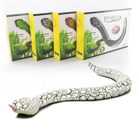 Dvkptbk Snake New Year Gifts, Remote Control Snake Toy, Realistic RC Rattle Snake with Egg Shaped Infrared Receiver, RC Snake Scary Trick Toys Ideal Gifts for Kids Adults Play (White)