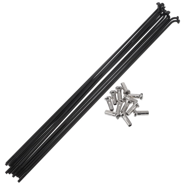 Rayos de bicicleta Unique Bargains 14G, rayos de rueda de bicicleta de acero inoxidable 304, 1 juego negro de 195 mm