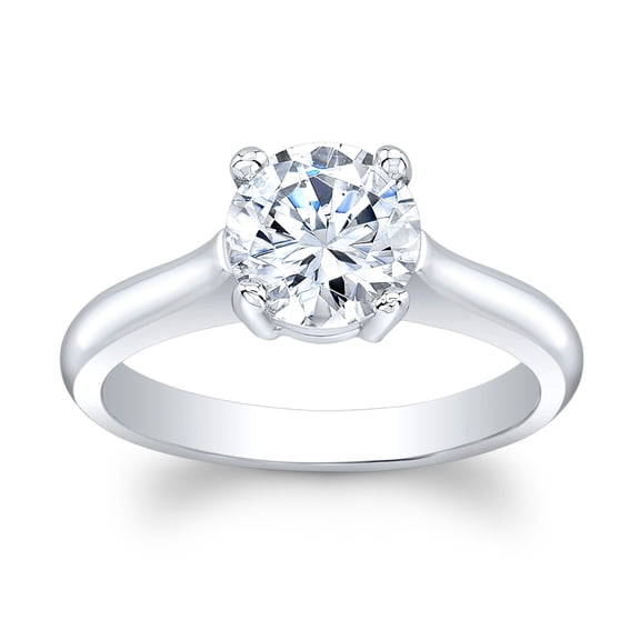Ladies Platinum classic engagement ring solitaire w/1.50 ct natural Round Brilliant White Sapphire center