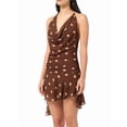 thumbnail image 4 of Women'S Polka Dots Cowl Neck Halter Dress Draped Open Back Date Night Mini Dress Brown L, 4 of 6