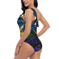 thumbnail image 4 of Pofeuu Cute Blue Frog Print Women's One Piece Swimsuits One Shoulder Swimwear Asymmetric Ruffle Monokinis Bathing Suits-X-Large, 4 of 6