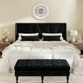 thumbnail image 3 of Amolife King Bed Frame, Upholstered Platform Bed with Wingback and Geometric Headboard, Black, 3 of 14