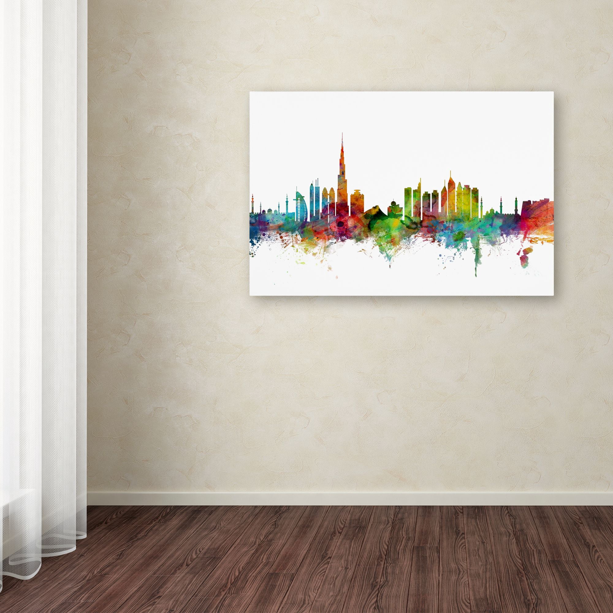 Trademark Fine Art "Dubai Skyline" Canvas Art by Michael Tompsett
