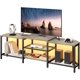 thumbnail image 1 of 67-pulgada grande mesa de TV con LED lights ideal para 55/65/75-pulgada tvs esquina entertainment center power outlets 4 abiertos almacenamiento estantes media consola sala estar o dor..., 1 of 7
