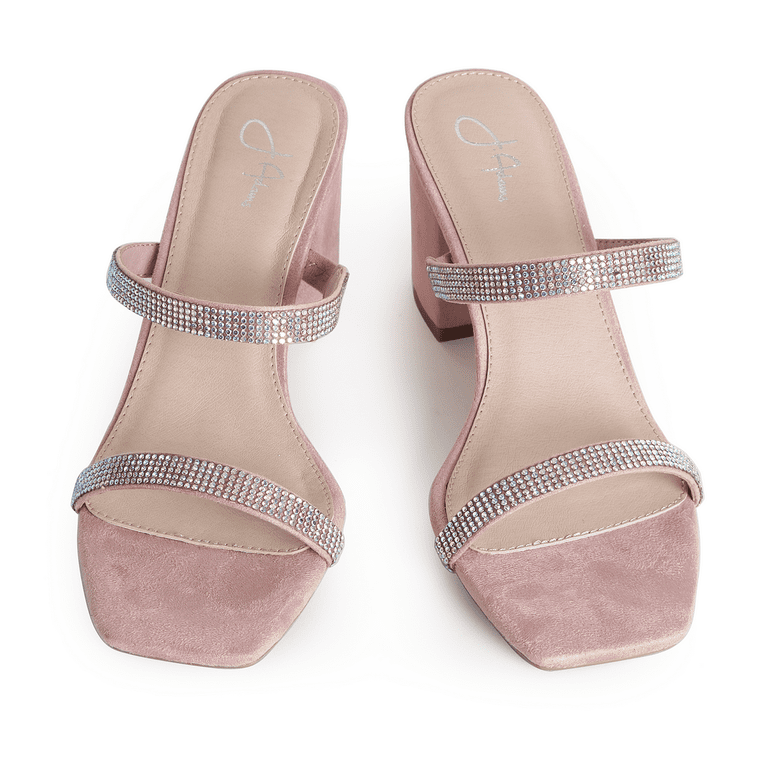 J. Adams Stormi Heeled Sandals For Women - Square Toe Double Strap Block Heel Dress Sandals For Summer & Events
