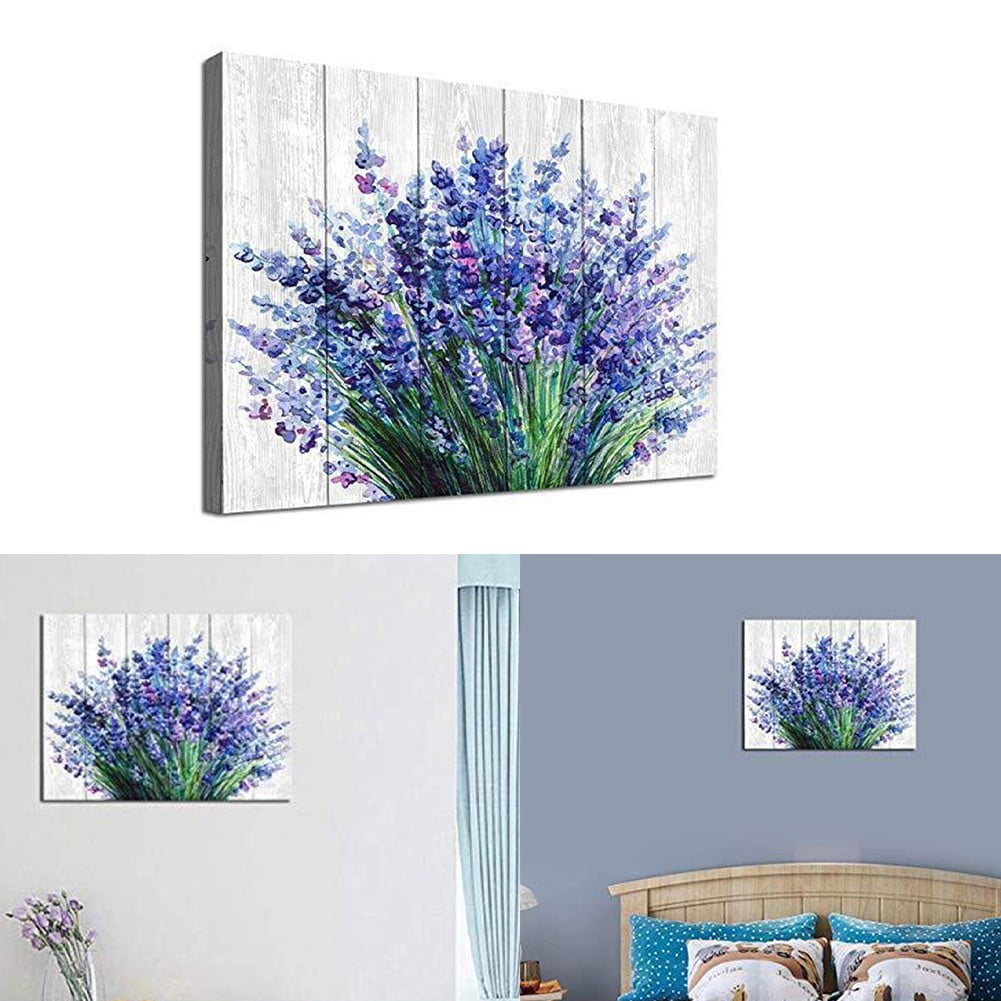 Ana Purple Wall Art Bathroom Decor Rustic Lavender Wall Art Bedroom Pictures Purple Flower Canvas Prints Painting for Living Room Kitchen Farmhouse Home Decoration Vintage Floral Posters 15.7x23.6"
