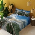 thumbnail image 3 of Ambesonne Beach Fitted & Top Sheet Set with Shams, Pathway to Sea Swimming, Multicolor, 3 of 5