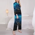 thumbnail image 3 of Wukai Planet Earth Print Women's Pajama Set,PJ Set,Lounge Sets For Women Soft Long Sleeve Sleepwear Comfort and Style-, 3 of 7