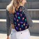 thumbnail image 5 of Disketp Sea Jellyfish print Canvas Backpack Lightweight Travel Daypack Student Rucksack Laptop Backpack-, 5 of 5