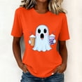 thumbnail image 4 of HOMBOM Womens Orange Essentials T Shirt Crewneck Graphic Festive Breathable Short Sleeve Basic Ladies Tees Athletic Tops,M, 4 of 6