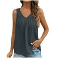 thumbnail image 1 of Timegard Summer Tops for Women Ruched Round Neck Sleeveless Tee Solid Color Tank Top Casual Fashion, 1 of 7