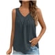 thumbnail image 2 of Tops para mujer,Camiseta sin mangas con cuello en V para mujer, corte holgado informal, color liso, poliéster, ropa de verano, sopatenor, 2 of 8