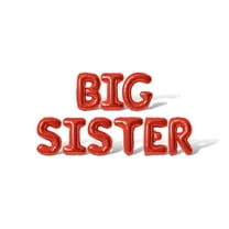 Letter Balloons - BIG SISTER 16" Inch Alphabet Letters Foil Mylar Balloon Baby Shower Party Banner (Red)