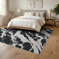 thumbnail image 3 of ODIKA 6'x9' Black White Waves Abstract Design Washable Area Rug Dynamic Flowing Pattern for Modern Spaces Non-Slip, Chair-Friendly, for Dining Room, Under Table, Office Décor, 3 of 7