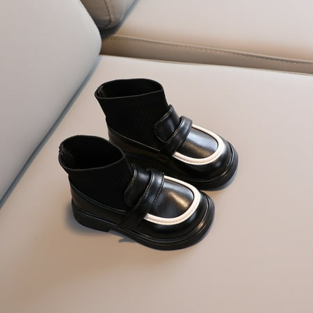 

Juebong Toddler Shoes Baby Boys Girls Cute Fashion British Style Non-slip Casual Soft Bottom Socks Boots Black 4 Years