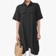 thumbnail image 3 of Nuevas mujeres blusa larga dobladillo irregular mangas cortas bolsillos sueltos casual camisa d Irfora Blusa, 3 of 7