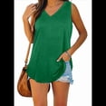 thumbnail image 1 of Camisetas Sin Mangas con Cuello en V para Mujer, Verde Oscuro, XL, 1 of 6