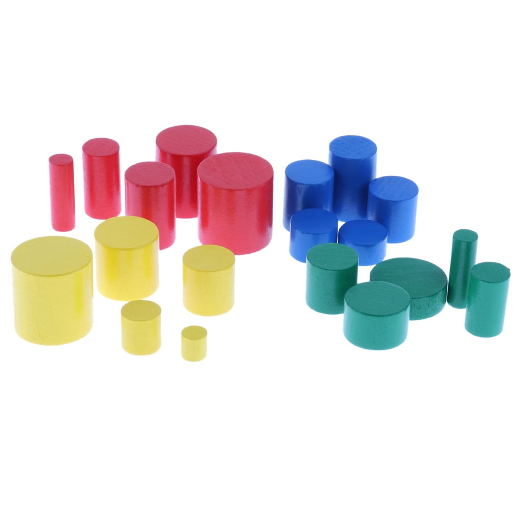 Colorful Knobless Cylinders Toy Set for Kids Wooden Montessori Material 