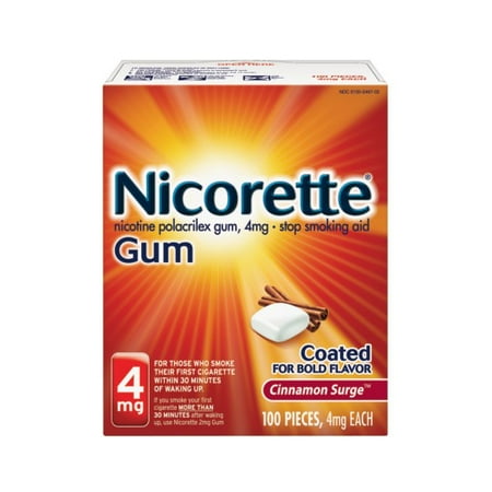 Nicorette Nicotine Gum, Stop Smoking Aid, 4 mg, Cinnamon Surge Flavor, 100 count