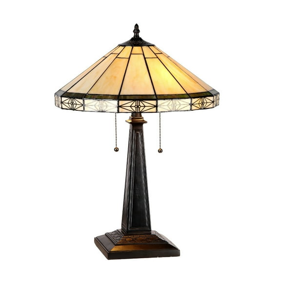 CHLOE Lighting BELLE Tiffany-style 2 Light Mission Table Lamp 16" Shade