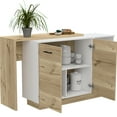 thumbnail image 3 of Chic Kitchen Island - White And Oak, 2 Open Shelves For Revelation, 3 Interior Practicality Classy Shelf Display Storage, 3 of 4