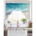 thumbnail image 2 of Ocean Summer Coastal Swag Valance for Windows 56'' x 36'', Sea Waves Blue Green Water Beach Light Filtering Kitchen Curtains Valances for Bathroom/Living Room/Bedroom/Café, Rod Pocket Curtain Panel, 2 of 6