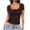 *Brown, variant on Women's Square Neck Short Sleeve T-Shirt,Casual Slim Fit Basic Tee Beige,Women's Plus L