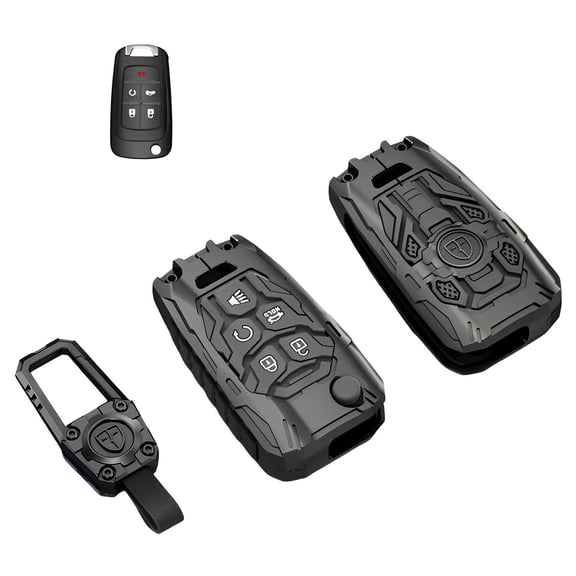 Heavy Zinc Alloy Key fob Case Cover with Keychain Compatible with Chevy Cruze Camaro Impala Equinox GMC Terrain Buick Regal Lacrosse 2010-2017