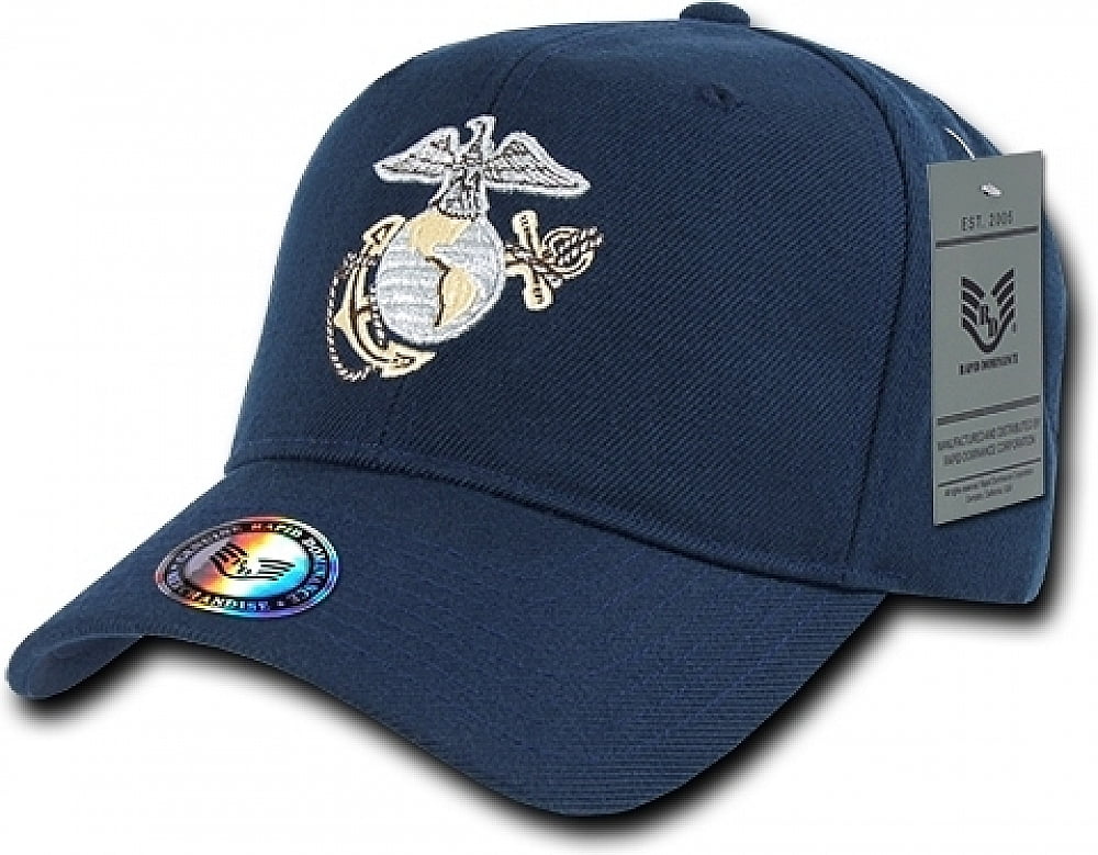 RapDom Marines Curve Bill Mens Snapback Cap [Navy Blue - Adjustable ...