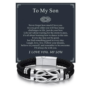 Bandmax Infinity Knot Black Leather Bracelet for Men