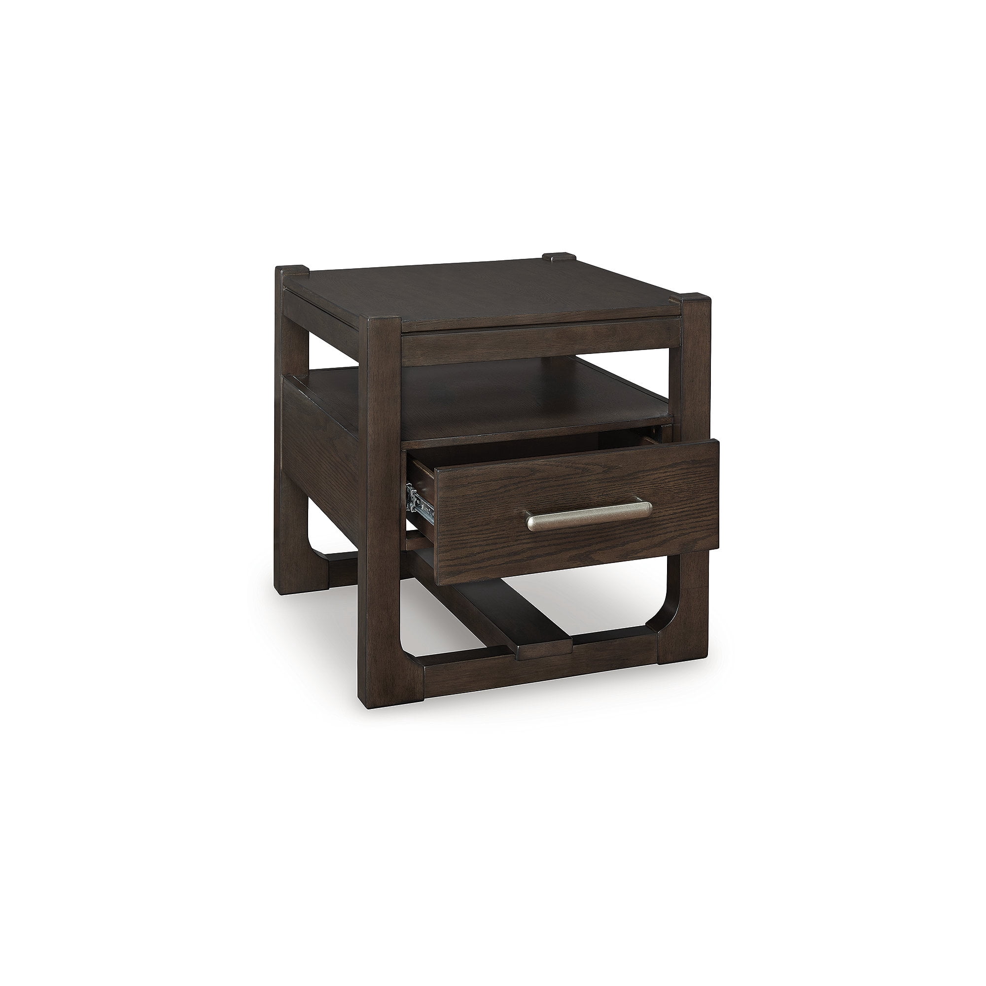 Signature Design by Ashley Breckington Contemporary End Table with Storage Drawers, Dark Brown