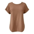 thumbnail image 4 of Mlzmgr Summer Tops for Women Short Sleeve Breathable Crew Neck Loose Comfy Tee Shirts Solid Color, 4 of 4