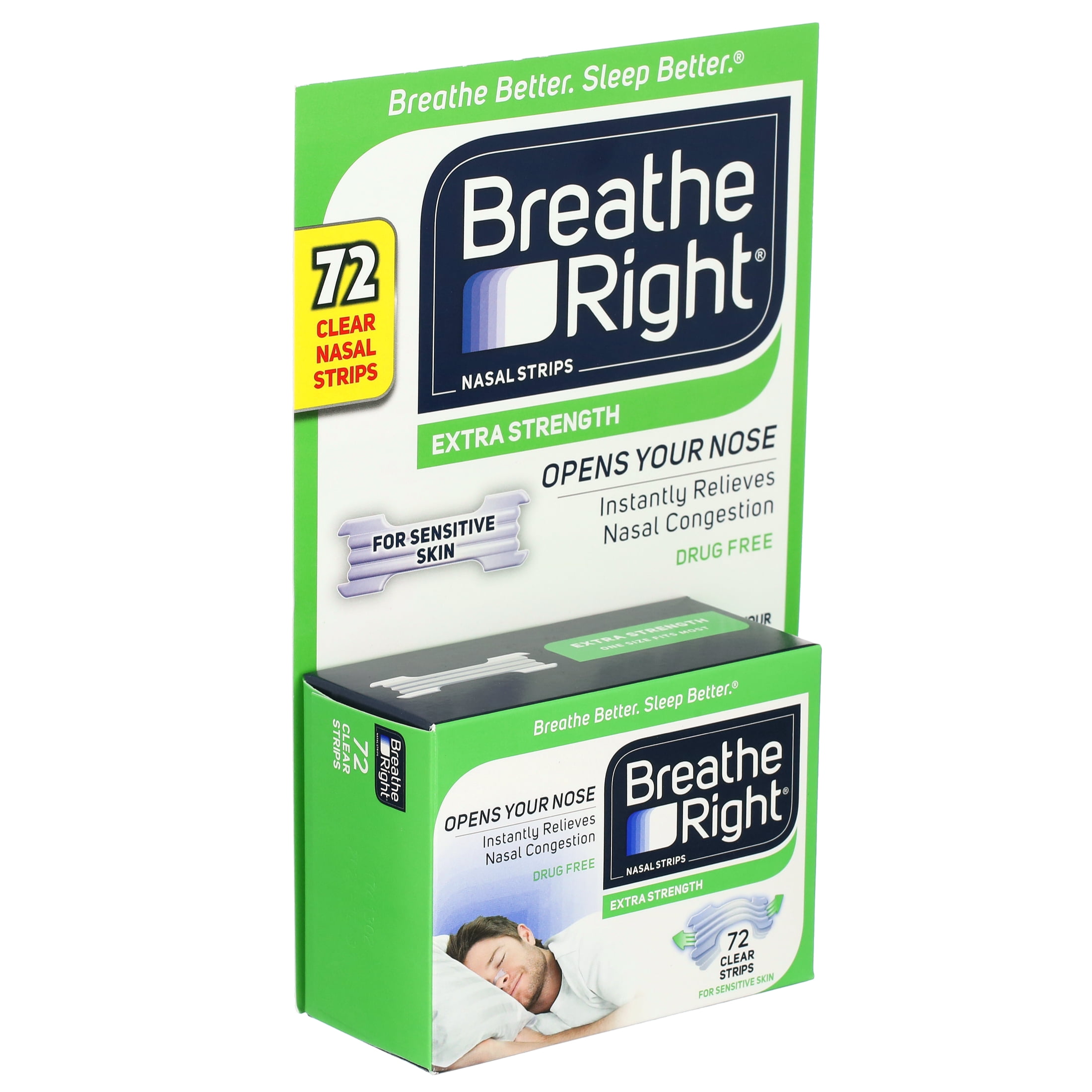 Breathe Right Nasal Strips, Extra Clear for Sensitive Skin, 72 Clear Strips,  1 - Ralphs