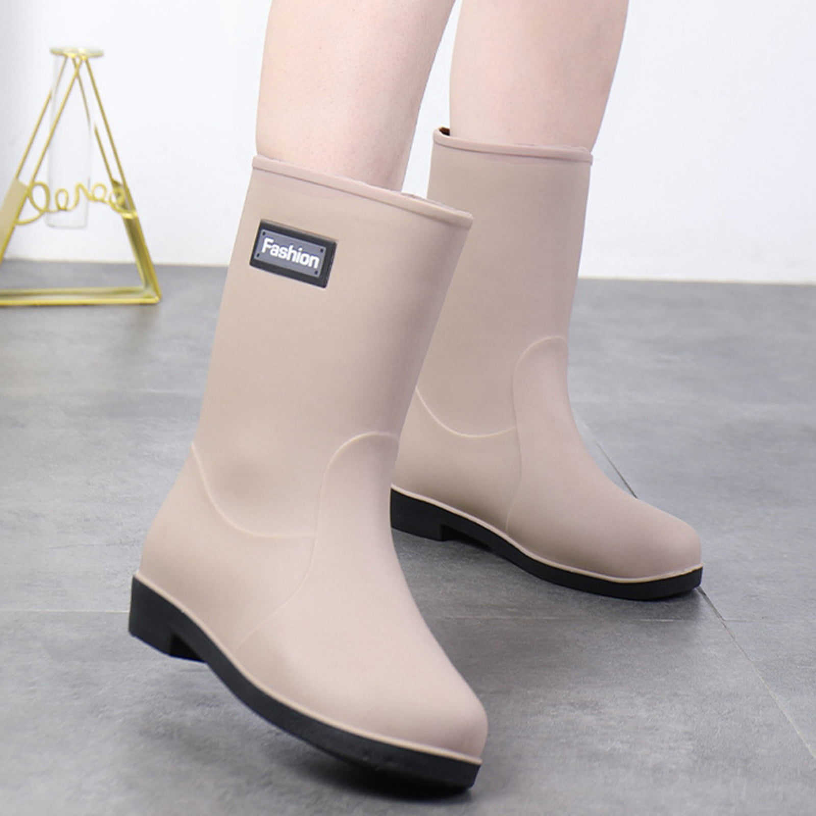 HSMQHJWE Mid Calf Rain Boot Warm Shoes For Women Women Short Rain Boots For  Womens Ankle Waterproof Rainboot Slip On Garden Boot Rubber Shoes Ladies Rubber  Boots Short 