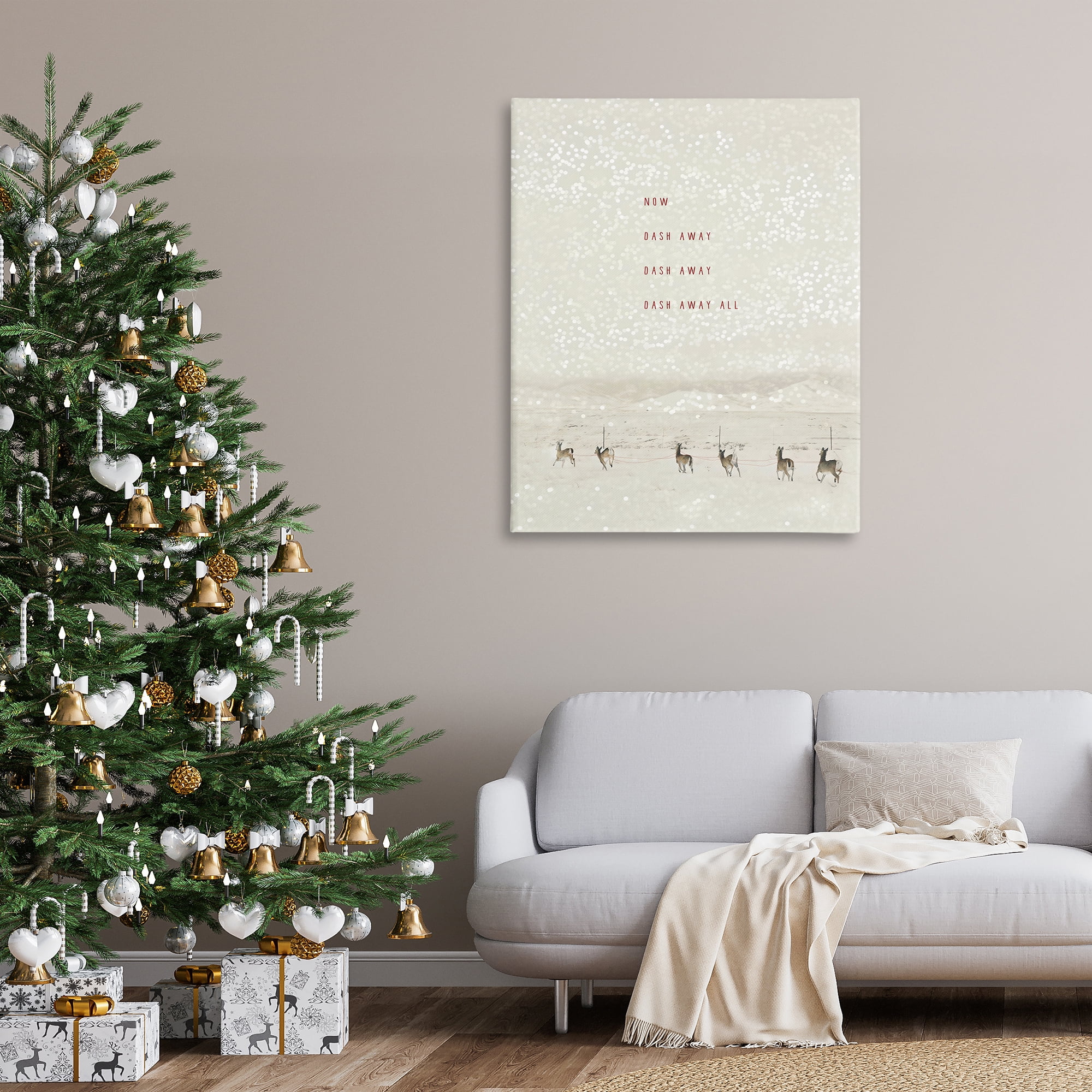 Stupell Industries Dash Away Winter Poem Landscape Painting Gallery Wrapped Canvas Art Prints Wall Art, 36 x 48