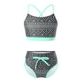 thumbnail image 5 of inhzoy Girl's Two Piece Swimsuits Printing Cross Back Crop Top with Bottom, 5 of 6