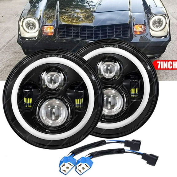 7" LED Headlight Hi/Lo Ring DRL Turn Signal For Chevrolet Camaro Z28 SS RS 67-81