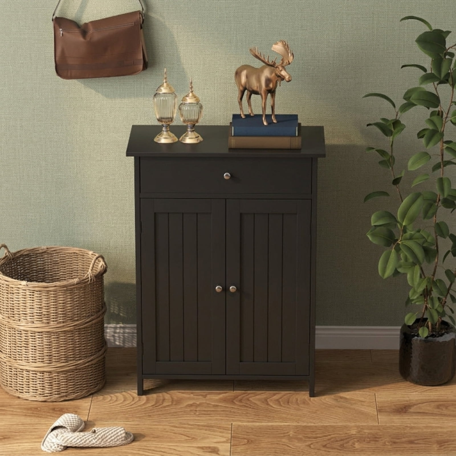Vebreda Freestanding Bathroom Storage Cabinet, Bathroom Floor Cabinet Freestanding Storage Organizer with 2 Doors, Multiple Storage Options