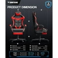 thumbnail image 4 of Soontrans Red Gaming Chair with Footrest, High Back Computer Chair with Massage Lumbar Pillow & Headrest, Ergonomic Leather Game Gamer Chairs for Adult , Red, 4 of 10