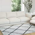 thumbnail image 3 of Emma + Oliver 5' x 7' Ivory & Black Polyester Diamond Trellis Shag Style Indoor Area Rug, 3 of 8