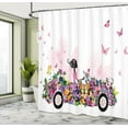 thumbnail image 5 of Ambesonne Girls Shower Curtain, Floral Car Butterflies, 69"Wx75"L, Multicolor, 5 of 5